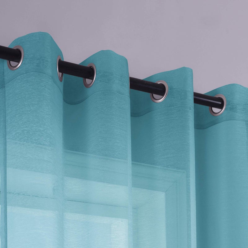 KOUFALL Teal Curtains 72 Inch Length for Bedroom 2 Panels Set Grommet Window Voile Sheer Curtains for Living Room Door 52x72 Inches Long - Image 3